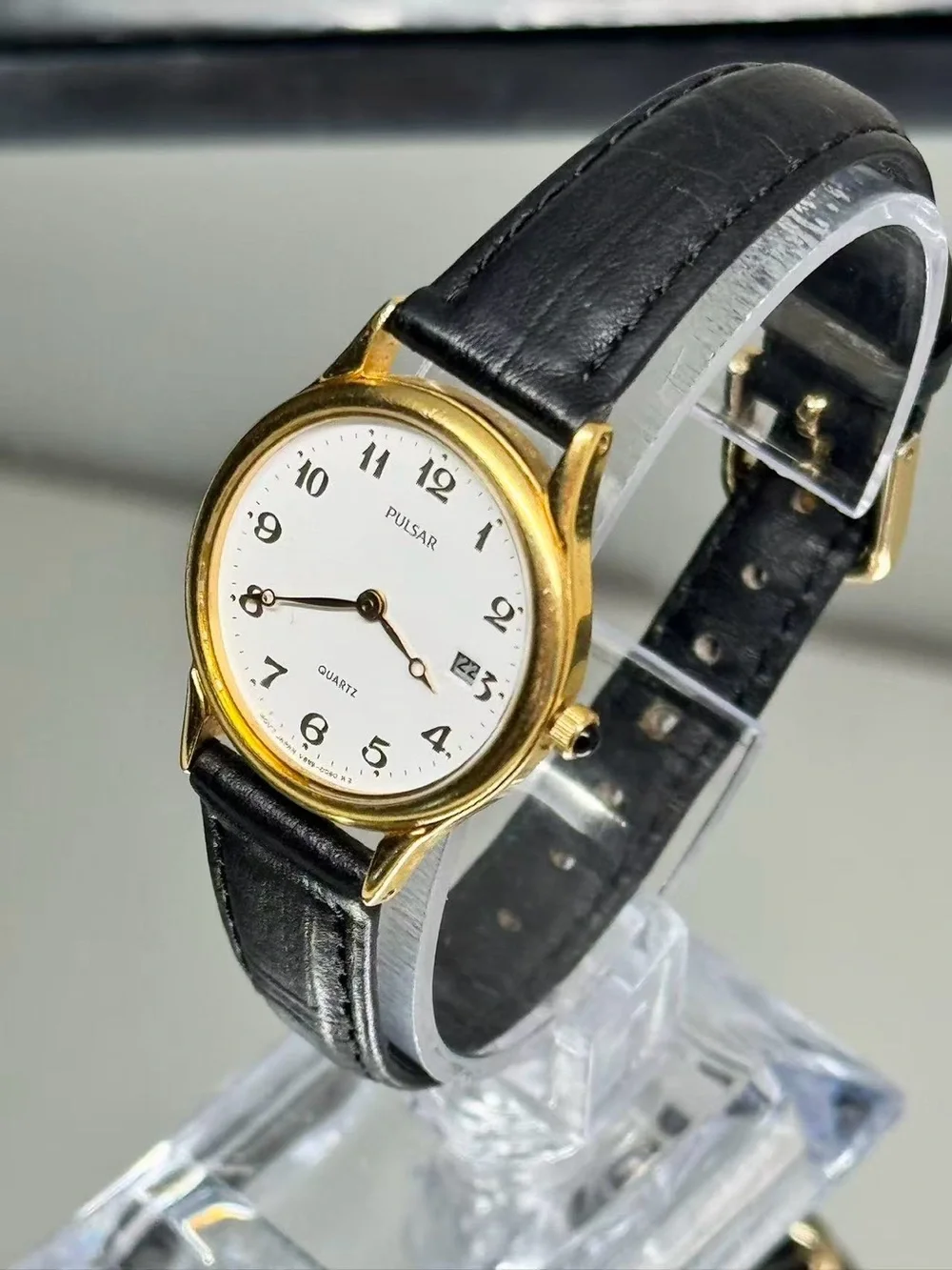 Vintage Pulsar Women’s Quartz Watch Gold Tone 25mm Date New Battery Runs